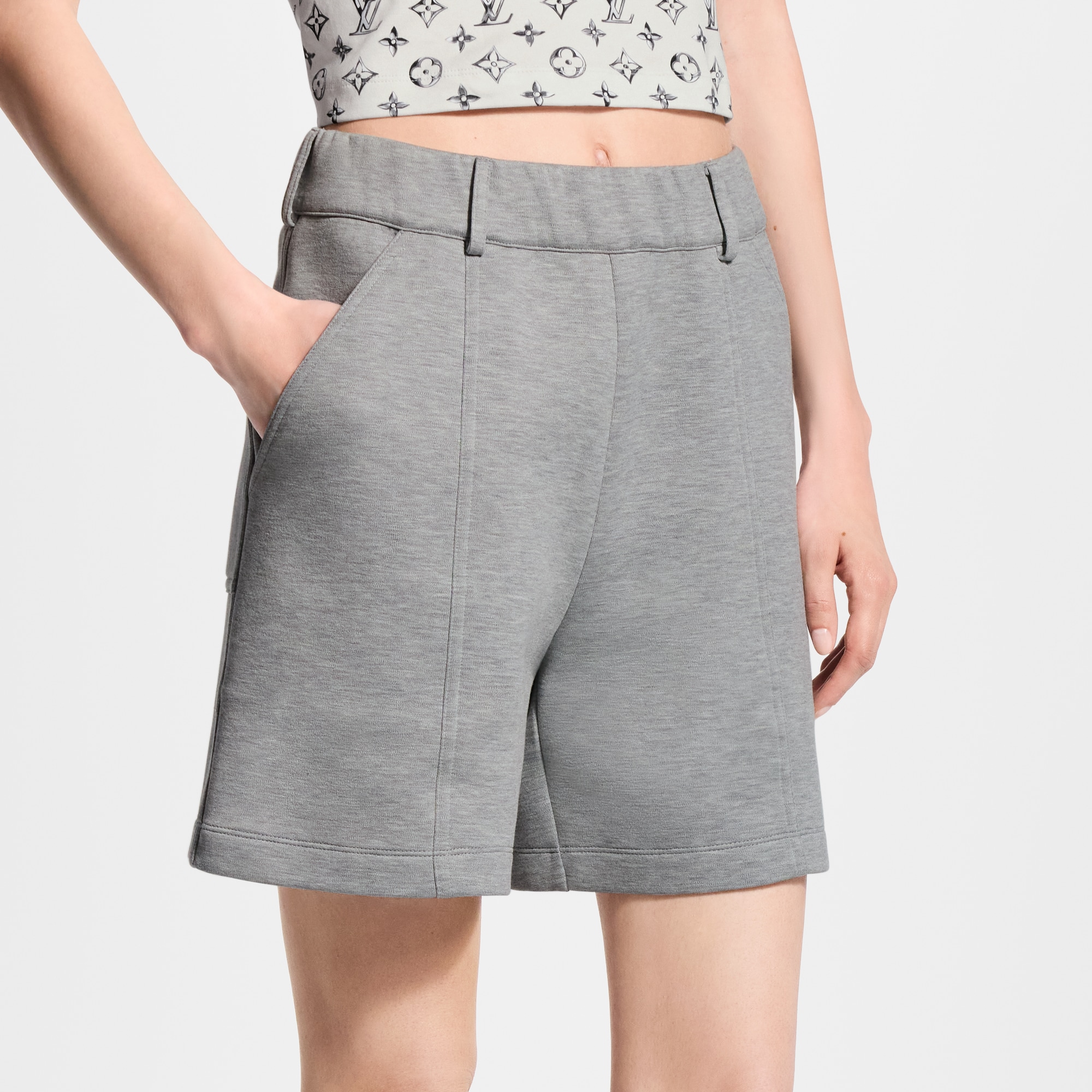 Seam Detail Jersey Shorts - Luxury Pants - Ready to Wear | Women